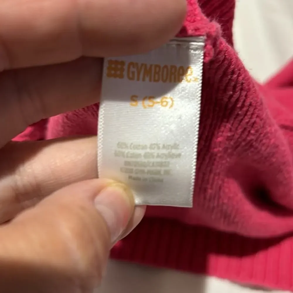 Gymboree S 5/6 hot pink chunky cable knit cardigan bright flower buttons euc